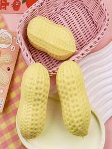 1pc Peanut Shaped Stress Relief Toy - This Lifelike Peanut-Shaped Squeezy Toy Is Made Of High-Quality TPR Material, With A Comfortable Touch And Slow Rebound. It Is A Cute Little Item Designed Specifically For Adults. Whether It's For Work, Study Or Relaxation, It Is An Excellent Companion On Your Desktop, And Also A Great Choice For Holiday Gifts, Party Favors Or Christmas Surprises. - Multiple Styles - View 4