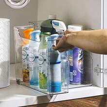 Sorbus Roll Out Bottle Organization Bins - 2 Sizes Pantry Under Sink Organizer with Wheels and Handles - Clear Plastic Organizing Containers for Cleaning Supplies - Kitchen Cabinet Laundry Room Storage - Por supuesto - Ver 3