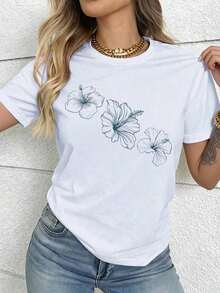 Camiseta de algodón puro: Camiseta minimalista para mujer con estampado rojo - una cómoda camiseta de manga corta para uso diario. Perfecta para el trabajo, los viajes, ir de compras o simplemente relajarse en casa, esta cómoda prenda bordada es un elemento esencial del vestuario de verano y una excelente idea de regalo para amigas. - Blanco - Ver 1