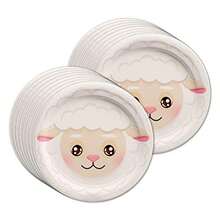 Juego de suministros para fiesta de cumpleaños de s platos servilletas tazas vajilla para 16 - Oveja - Ver 3
