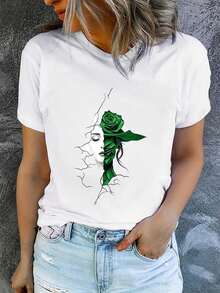Arte Mexicano Camisetas Estampadas de Manga Corta para Mujer, Verano, Modernas y Casuales, Lavables a Máquina, Ajuste Cómodo, Impresión Plana 2D, Camiseta de Algodón para Familia Coordinada - Blanco 7 - Ver 12