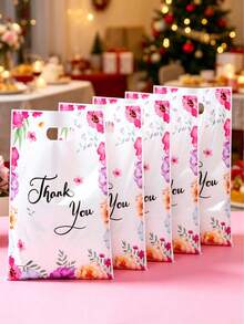 10/25/50pcs Thank You Gift Bags, Tote Bags, Thank You Gift Packaging Bags, Return Gift Bags, Perfect For Thank You Gifts, Holiday Birthday Party Supplies, Wedding Decor, Baby Shower Decor, Bridal Shower Decor, Thanksgiving Party Gifts, Gift Packaging - Rose Red and White - View 4