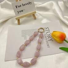 Tie Dye Color Faux Stone Phone Lanyard Keychain, New Creative Textured Bag Charm, Anti-Lost Irregular Shape Portable - Purple - View 5