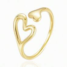 1pc 925 Sterling Silver Minimalist Fashion High-End Polished Hollow Heart Asymmetric Design Women's Open Ring, Suitable For Daily Commute, Date Outfit, Holiday Gift, Valentine's Day Gift - Gold - View 15