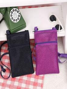 Mesh Breathable Nylon Mesh Fabric Lightweight Portable Phone Bag Phone Case Mini Ultra-Small Phone Bag Small Wallet Neck Accessory ID Bag - Multicolor - View 6