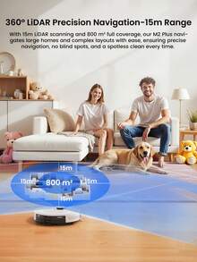 Lefant M2 Plus Robot Vacuum & Mop With Self-Emptying Station, 6000Pa Suction, LiDAR Navigation, 75-Day Hands-Free Cleaning, APP/Alexa Control - M2 Plus/UK Spec (White) - View 10
