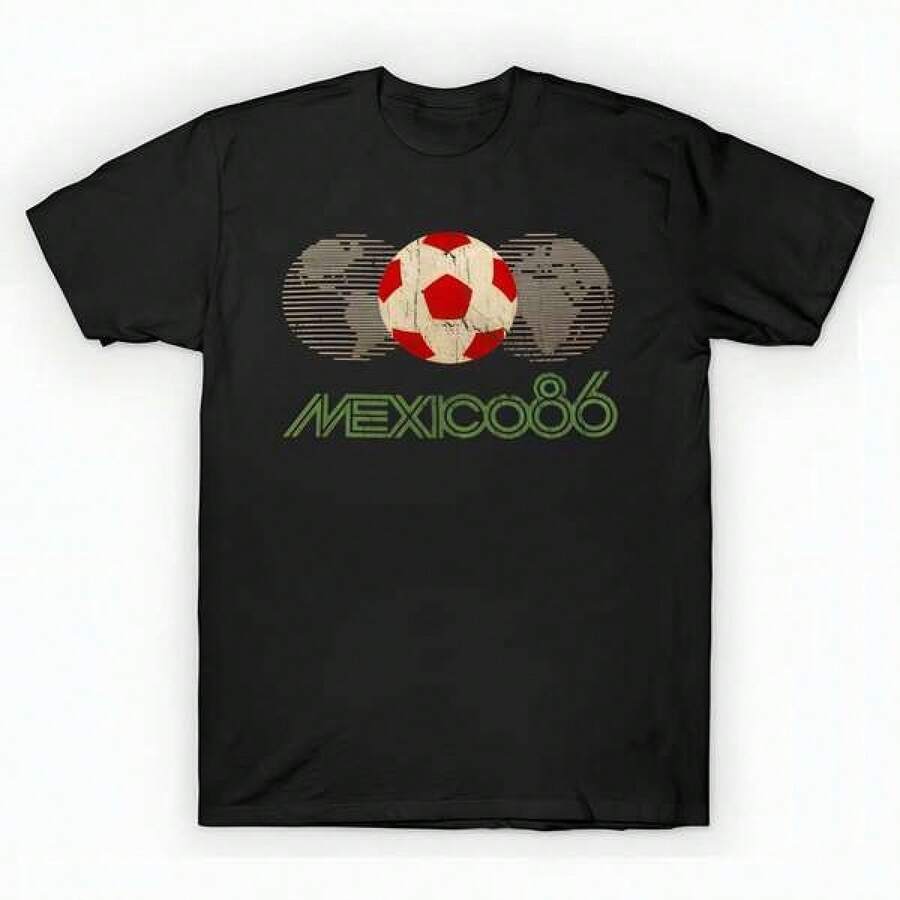 Mexico 86 World Cup Vintage T-Shirt unisex de la de algodón puro de alta densidad de 220 g. C-AmiS-eta uniS-ex 100 % aL-Godón de - Tejido de alta densidad. Apta para todo tipo de perS-onas, ya sean mujeres o hombres. Tejido duradero de alta C-Alidad apto para todas las estaciones, suave al tacto pero duradero. Tops transpirables. Conjuntos de otoño para mujer. Conjuntos de vaC-Aciones para mujer. Disfraz de Halloween para mujer. - Negro - Ver 1