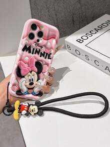 This Disney Mickey Mouse Lanyard Phone Case Is Fully Covered In TPU Material. It's Shockproof, Lightweight, And Compatible With IPhone17/16/11/13/15/15 Plus/15 Pro/15 Pro Max/12/14 Pro Max/11 Pro Max/12 Pro/12 Pro Max/13. This Phone Case Makes A Popular Birthday Gift Or Business Gift; It's Durable, Stain- And Fingerprint Resistant, And Suitable For Both Men And Women. The Set Also Includes A Mickey Mouse Phone Case And A Mickey Mouse Plush Bracelet. It's A Perfect Gift For Friends And Family. This Stylish Phone Case Is Fun, Lightweight, And Durable. IPhone17 Pro Max Phone Case, Minnie Mouse Phone Case. - trắng - Xem 5