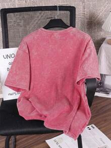 Women's Summer Cotton T-Shirt With A Fun "Daisy" Print In Hip Hop Style, Comfortable And Casual With Retro And Korean Style, Versatile In Y2K, Loose Fit, Round Neck And Short Sleeve, Plus Size, Washed - 紅色的 - 查看 2