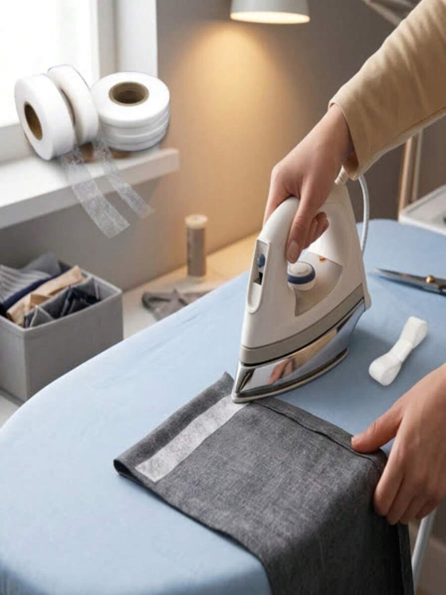 شريط حواف للكي بدون خياطة، مناسب للجينز والبناطيل والستائر، شريط لاصق قابل للغسل من الجانبين، مناسب للخياطة DIY وإصلاح الملابس - بطانة مطاطية - مشاهدة 1
