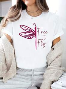Talla - Camiseta de Mujer de Color Sólido y Tejido Grueso - Blanca con Estampado de Libélula Rosa - Top Casual y Formal para Todas las Temporadas - Camiseta Básica Suave para Mujer - Colección Dragonfly Home, Ropa Versátil, Top a, Ajuste Cómodo, Camiseta Estampada, Para Entusiastas de - Camiseta Unisex de Manga Corta, Cuello Redondo, de Algodón, Estilo Vintage Urbano y Corte Holgado - Blanco - Ver 7