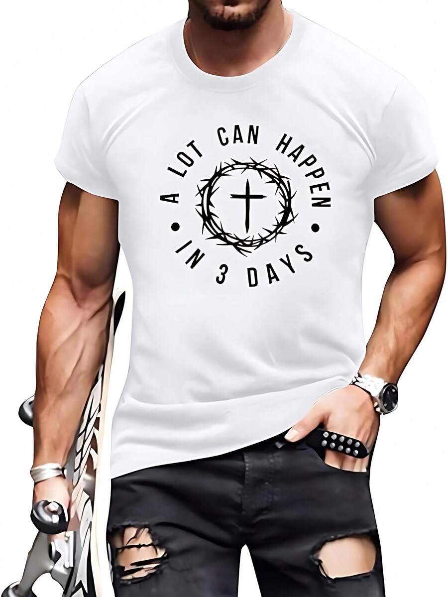 Camisas cristianas para hombres camisetas estampadas con cruz de fe, regalos cristianos para hombres, camisas de Jesús, camisetas de la Santa Biblia Blamco - Blanco - Ver 1