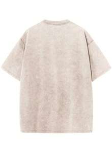 100% Cotton Washed T-Shirt 230G, Vintage Urban Style For Men And Women, Loose Fit, Soft, Breathable, With A Unique Design Of Wild Ducks Taking Off From The Water, Modern And Fashionable, Casual Short Sleeve Round Neck, Ideal For Travel And As A Gift. - 水洗棉杏色 - 查看 2
