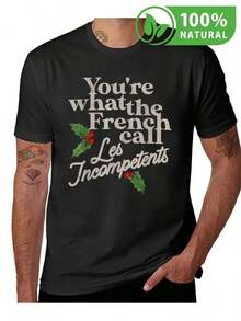 Camiseta negra divertida con diseño francés Les Incompetents ideal para regalos navideños moda unisex casual tela suave y cómoda estilo único y atractivo juvenil perfecta para destacar en fiestas sorprende a tus amigos con este look original y moderno estilo urbano cool - Negro - Ver 8
