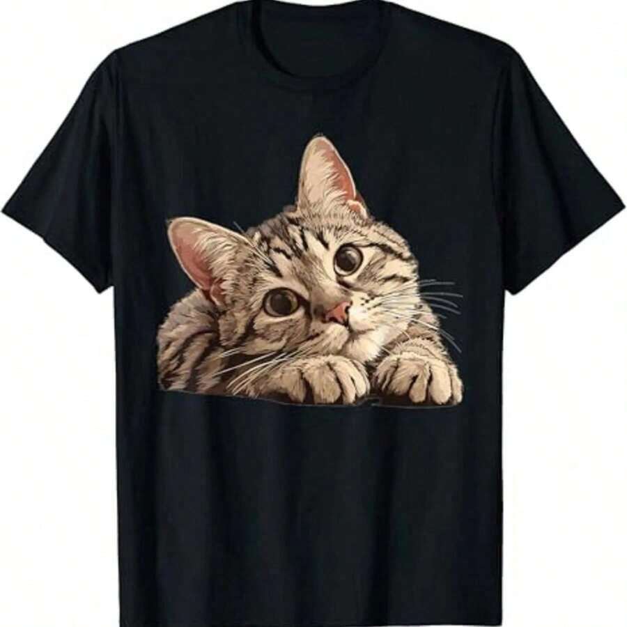 Catzilla T-Shirt - Japanese Art, New Arrival, Pure Cotton Women's T-Shirts, Y2k Fashion, Haikyuu Graphic Tees 72940, Women's T-Shirts - 黑色 - 查看 1