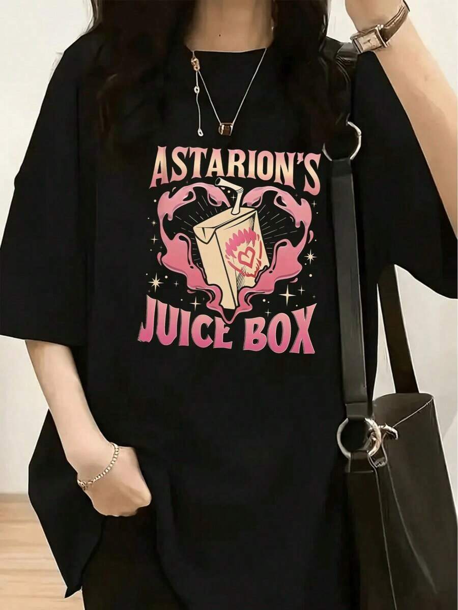 An Elegant Women's T-Shirt For Spring And Summer With A Striking White NELLY Print On The Top And A Grid Of "B Women's T-Shirts". - 黑色 - 查看 1