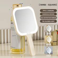 LED Lighted Makeup Mirror, Handheld Illuminated Mirror, Travel Cosmetic Mirror, Dimmable Touch Screen, 3 Color Options, Compact & Portable Vanity Mirror, Travel Essential - Rechargeable Handheld Makeup Mirror Light - View 13
