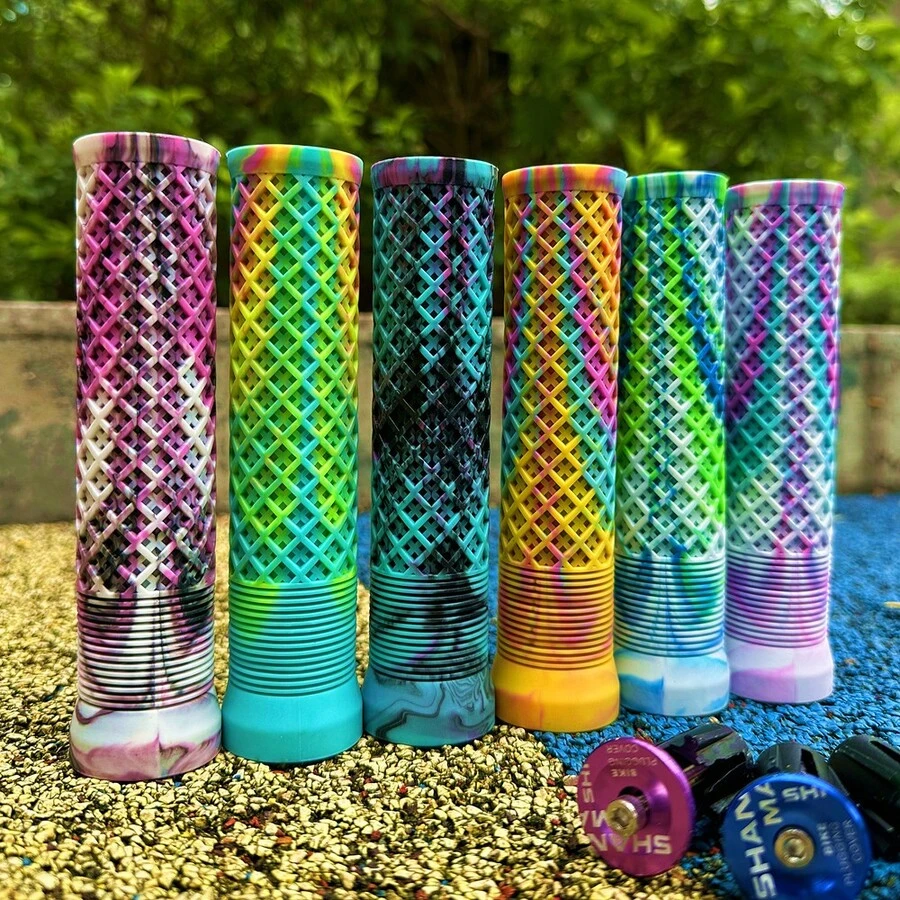 AOFDA 14CM Soft Mountain Bike Handlebar Grips, Mixed Color Rubber Anti-Slip Shock Absorbing Cycling Accessories, Suitable For Off-Road Bike & Bicycle