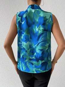 sin mangas con escote cruzado teñida anudada para uso diario, blusas sin mangas - Multicolor - Ver 2