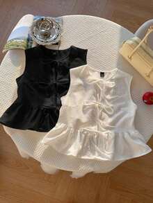 2 piezas Blusas de verano de moda 2026 para mujeres, para vacaciones, primavera, Día de San Valentín, salir, verano, primavera, Día de San Valentín, carnaval, playa, fiesta de cumpleaños, boda, salir.Top sin mangas rojo, top sin mangas rosa, - Blanco y Negro 2 - Ver 6