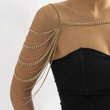 Bride Women Shiny Statement Tassel Body Chain Shawl Dainty Body Jewelry Layered Shoulder Chain Wedding Party Nightclub Body Accessories For Women Bride - Vàng - Xem 3