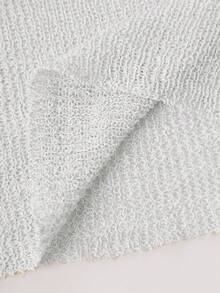 Copricostume estivo GLAMMY, top a scialle in maglia leggera con frange e paillettes, stile sexy Y2K, colore unito, orlo asimmetrico. Scialle da spiaggia minimalista bianco/beige, adatto per uscite primaverili/estive, festival musicali, concerti country, stile di strada quotidiano - Bianco - Visualizzare 9