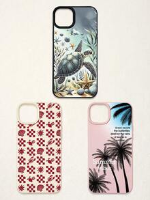 3pcs Summer Beach-Themed Phone Case Set: Ocean Turtle & Starfish, Palm Tree Graphic, Red Plaid Seashell & Lobster Print, Shockproof Full Coverage Phone Covers Compatible With IPhone 11/17/17 Pro/17 Pro Max, Galaxy S25 Ultra. Suitable For Mother's Day, Valentine's Day, Birthday, Easter, Spring/Summer Seasons, Back To School Gifts, Daily Use. - Multicolor - View 60