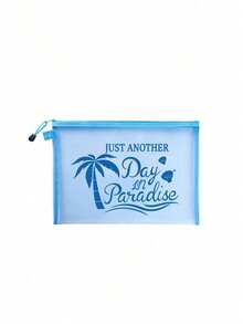 Multi-Functional Mesh Makeup Bag With Coconut Tree Shell Pattern, Transparent Visible Travel Cosmetic Pouch, Beach Bag,Summer Bags,Travel Bag,Lightweight Breathable Zipper Storage Case, Small Organizer For Pencils, Coins - Multicolor - View 15