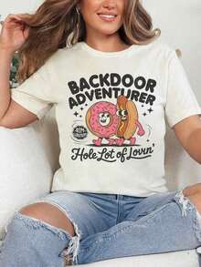 Camiseta de Algodón Estilo Vintage con Estampado de Eslóganes de Lisboa, Camiseta 'Backdoor Adventurer', Regalos de Broma con Humor para Adultos, Camisetas Inapropiadas para Hombres, Sudadera Divertida para Gays, Camiseta Sarcástica, Ideas para Bromas, Camisetas Casuales y Elegantes, Ropa Deportiva, 100% Algodón, Transpirable y Cómoda para el Verano y el Uso Diario. - Blanco - Ver 1