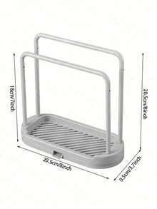 1pc Gray Kitchen Sink Rack Tray Organizer, Rust-Resistant Sink Drainer Rack, For Storing Sponges, Dishcloths, Brushes, Scrubbers - Kitchen Accessories - View 3