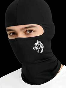 1pc Solid Color Printed Neck Gaiter Face Mask, Breathable Dust-Proof Sun Protection Multifunctional Neck Warmer, Suitable For Cycling, Hiking, Trekking - Multicolor - View 9
