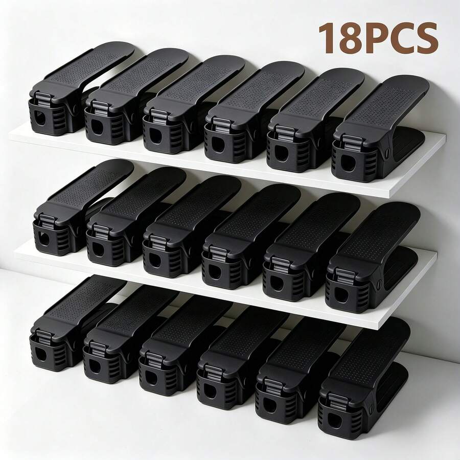 18PCS Stackable Shoe Storage Separators, Dual Color Design, Space-Saving Plastic Shoe Rack Organizer For Home Wardrobe Entryway Bedroom Dorm - View 1
