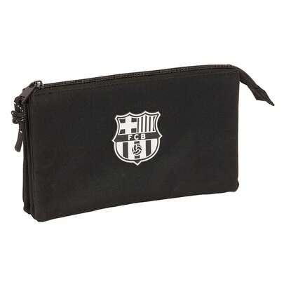 Safta | Triple Pencil Case FC Barcelona Girl Black 22 X 12 X 3 Cm (0.8 Liters), School Organizer With 3 Separate Compartments And Zipper, Central Inner Pocket With Zipper, Back To School