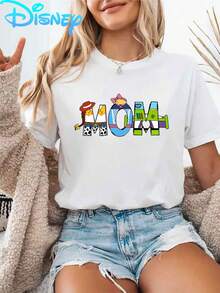 DISNEY Women's Toy Story MOM T-Shirt - Short Sleeve Casual Top With Woody & Buzz Print Suitable For Spring Summer Wear, Birthday Gift For Moms, Toy Story Themed Apparel (Machine Washable) - 白色 - 查看 6