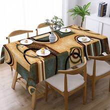 1pc, Home Decor, Abstract Pattern Printed Tablecloth, Rectangular, Woven, Suitable For Home Kitchen Dining Room, Party Dinner, Picnic Camping, Date, Wedding, Theme Party Decoration, Indoor And Outdoor Use - Multicolor - View 11