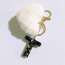 1 pieza Llavero con corazón de letra de resina beige y borla para mujer, accesorio creativo de estilo lindo como regalo para amigos - Negro 2 - Ver 17