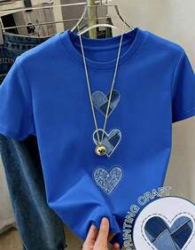 Women's Casual Shirt Print T-Shirt, Short Sleeve And Crew Neck, Spring/Summer Local Urban Fashion.-Vintage Street Style Unisexoose Cotton Short Sleeve Crew Neck T-Shirt - 藍色 - 查看 9