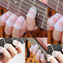 Silicone Guitar Finger Protectors, Transparent Silicone Guitar Finger Sleeves, Anti-Slip Protection, Suitable For Beginners - Comfortable And Protective Finger Picks, Guitar Accessories, Beginner Pain-Free String Pressing Finger Sleeves - Multicolor - View 3