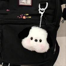 1pc Cute Plush Pochacco Doll Pendant, Soft And Adorable Sanrio Cartoon Puppy Plush Doll, Girly Pink Blush Plush Doll, Phone Chain Backpack Pendant, Healing Ugly-Cute Small Pendant, Student Stationery Decoration, Birthday Gift, Cute Animal Doll - Black and White - View 9