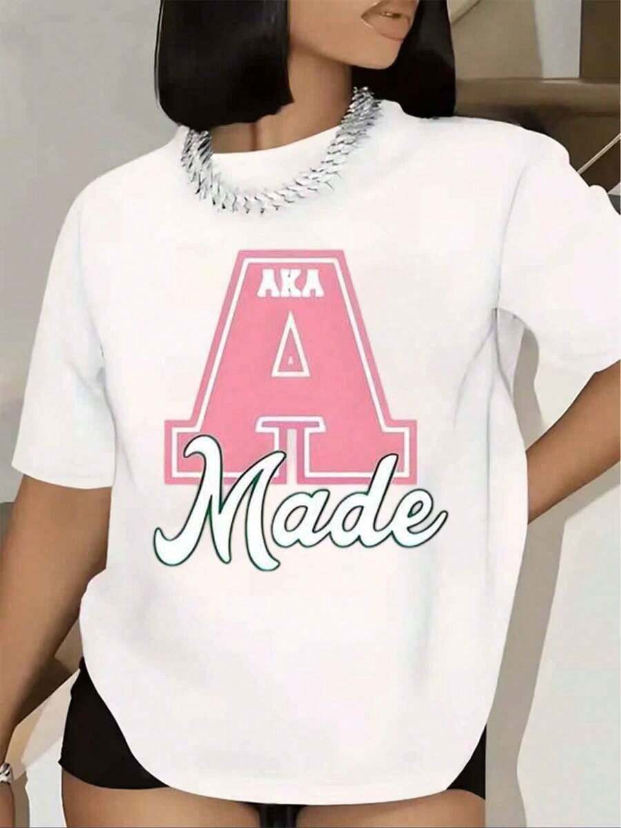Women's Vintage Style Cotton T-Shirt With Lisbon Slogan Print, Graphic Print T-Shirt, Short Sleeve, Round Neck, 220g Urban Casual Wear For Summer And Everyday Use - 白色 - 查看 1