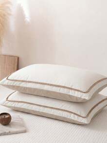 1/2 piezas Juego de fundas de almohada rectangulares con diseño de patchwork en color blanco & café con forma de pequeñas bolas - Incluye 1 o 2 fundas de almohada (relleno de almohada no incluido), reversible, estilo campestre fresco y lindo, ligero & transpirable, lavable a máquina - Multicolor - Ver 7