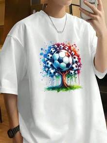 playera de hombre Camiseta De Verano Para Hombre, Copa Mundial De La 2026 Soccer Manga Corta, Algodón, Cuello Redondo, Varios Tamaños Disponibles - Negro - Ver 1
