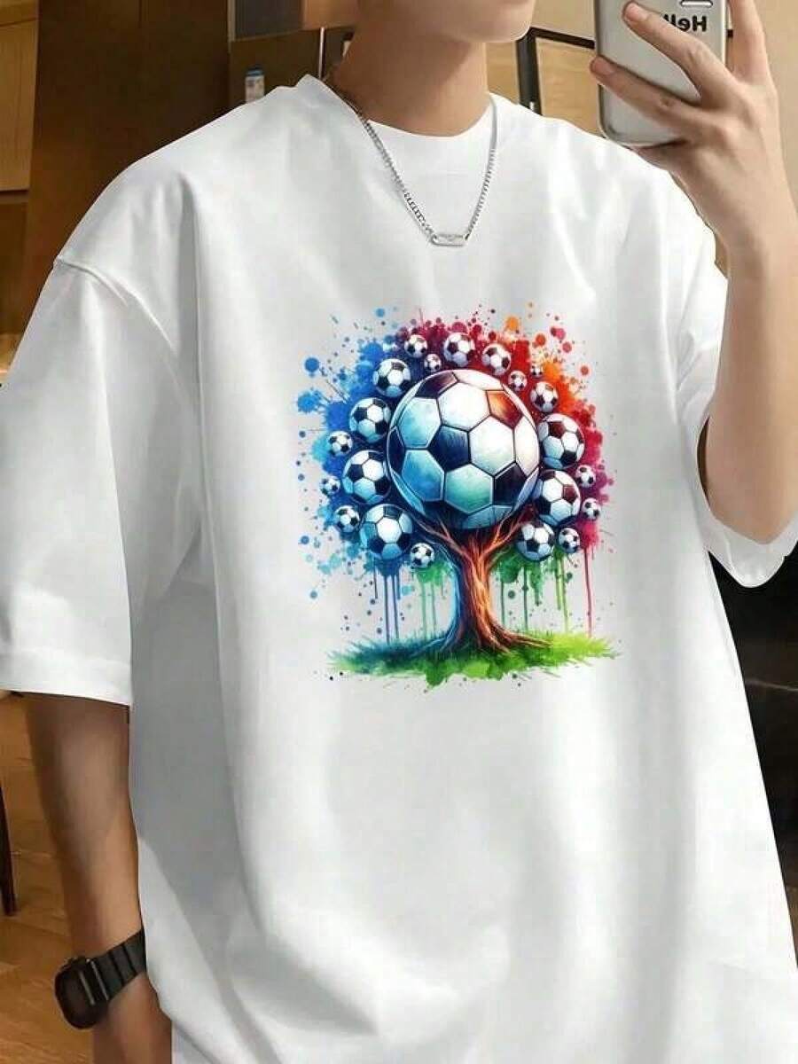 playera de hombre Camiseta De Verano Para Hombre, Copa Mundial De La 2026 Soccer Manga Corta, Algodón, Cuello Redondo, Varios Tamaños Disponibles - Negro - Ver 1