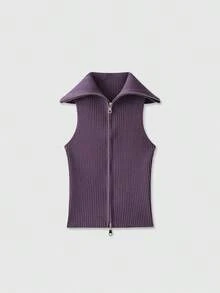 Blusa de punto de unicolor versátil y casual para mujer - Morado - Ver 1
