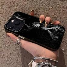 Oración gótica de la Virgen María en blanco y negrofunda de teléfono Fundas compatibles con ,Apple,VIVO,OPPO,,, y Honor.Fabricadas en silicona TPU,ofrecen protección contra golpes y caídas. - Negro - Ver 5