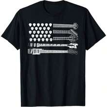 New Arrival 2026: Retro Rock N Roll Guitar Print T-Shirt For Men And Women, Soft And Breathable Fabric, 100% Cotton, For Everyday Wear, Graphic Print T-Shirt For Women - 黑色 7 - 查看 7