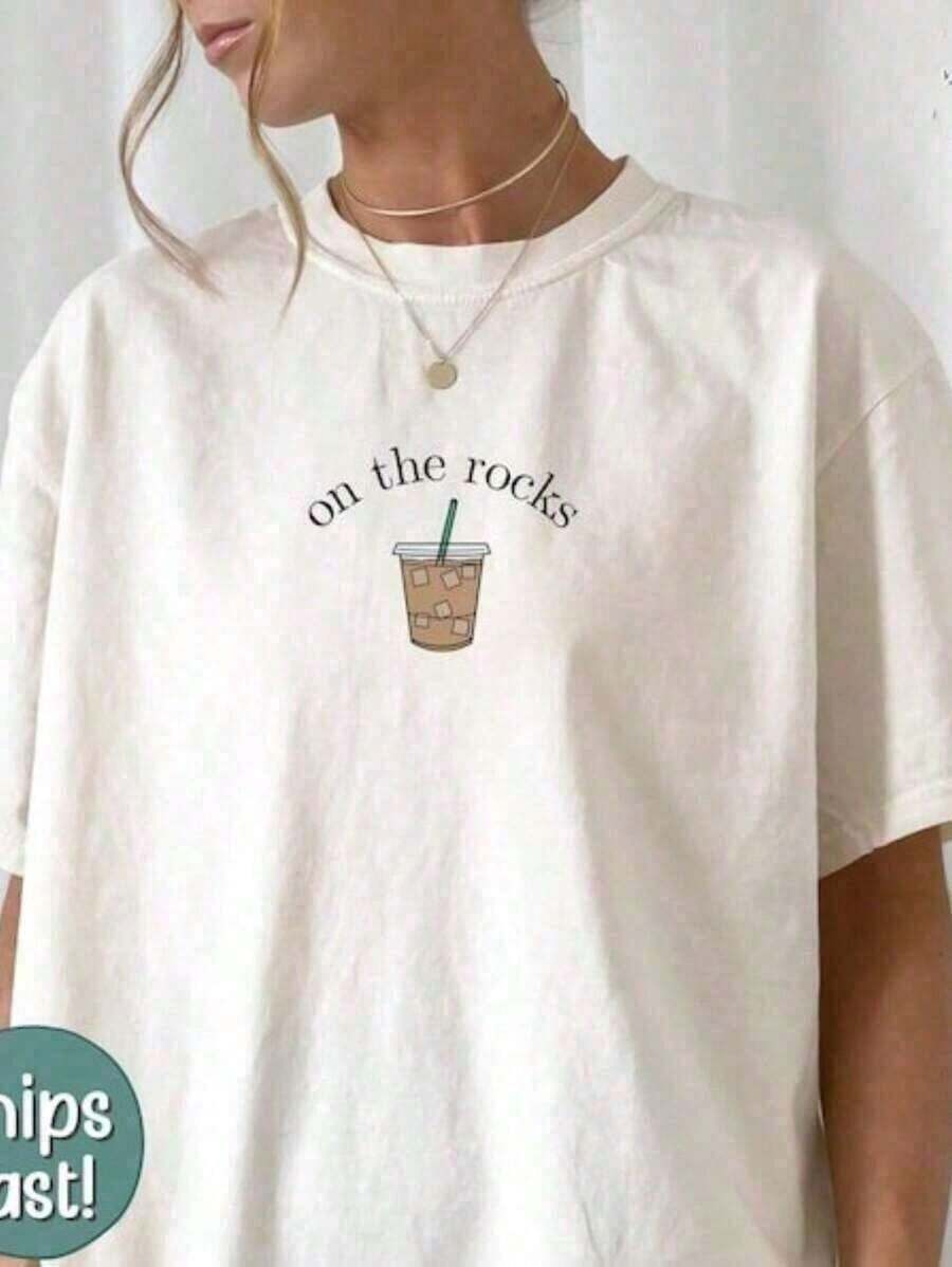 Ropa Y2k para Mujer, Éxito de  de Verano, 1 Pieza, Camiseta de Café, Regalo para Amantes del Café, Camiseta Divertida para Amantes del Café, Camiseta de Café, Camiseta para Amantes del Café, Camiseta de Algodón Grueso Clásica de Manga Corta, 100% Algodón, Talla Grande, Camiseta con Estampado Gráfico, Top Casual de Manga Corta para Mujer, 180g, 100% Algodón, Tops de Primavera Y2Y para Mujer, Tops Coloridos, Casual |   Diseño exquisito |   Suelto y cómodo |   Fácil de combinar | - Blanco - Ver 1