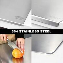 JIASLING Stainless Steel Cutting Boards With Lip For Kitchen, Non-Slip Cutting Board Over Sink Suitable For Meat, Fruits, Vegetables & Bread - 銀色 - 查看 6
