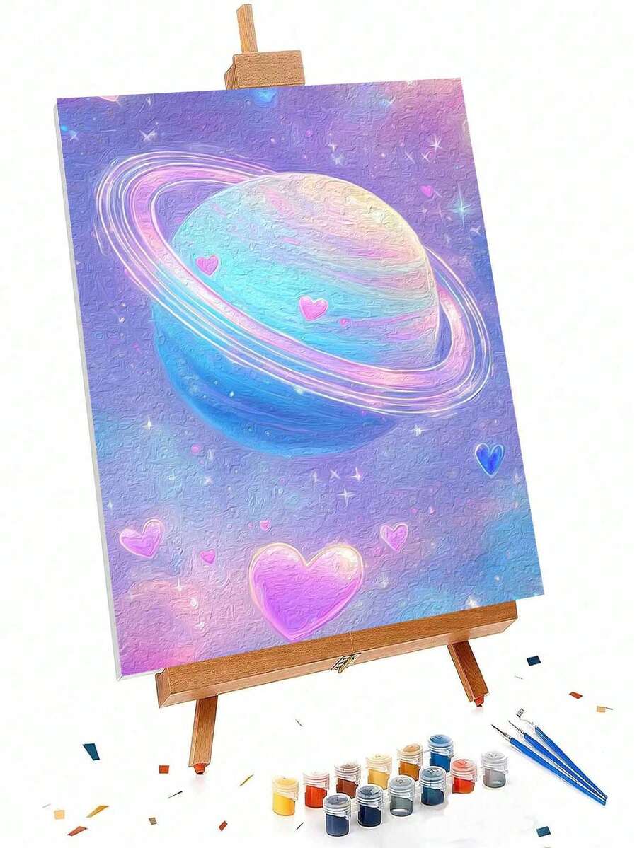 夢幻星球愛心星系 DIY 數字油畫手工藝 成人居家裝飾 40x50cm/16x20in 節日禮物 - 套裝 - 查看 1