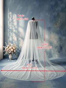 1 chiếc áo choàng/khăn choàng cô dâu bằng vải tuyn mỏng, đính ren, thích hợp cho cô dâu trong ngày cưới, chụp ảnh cưới, tiệc cưới. - Nhiều màu - Xem 6